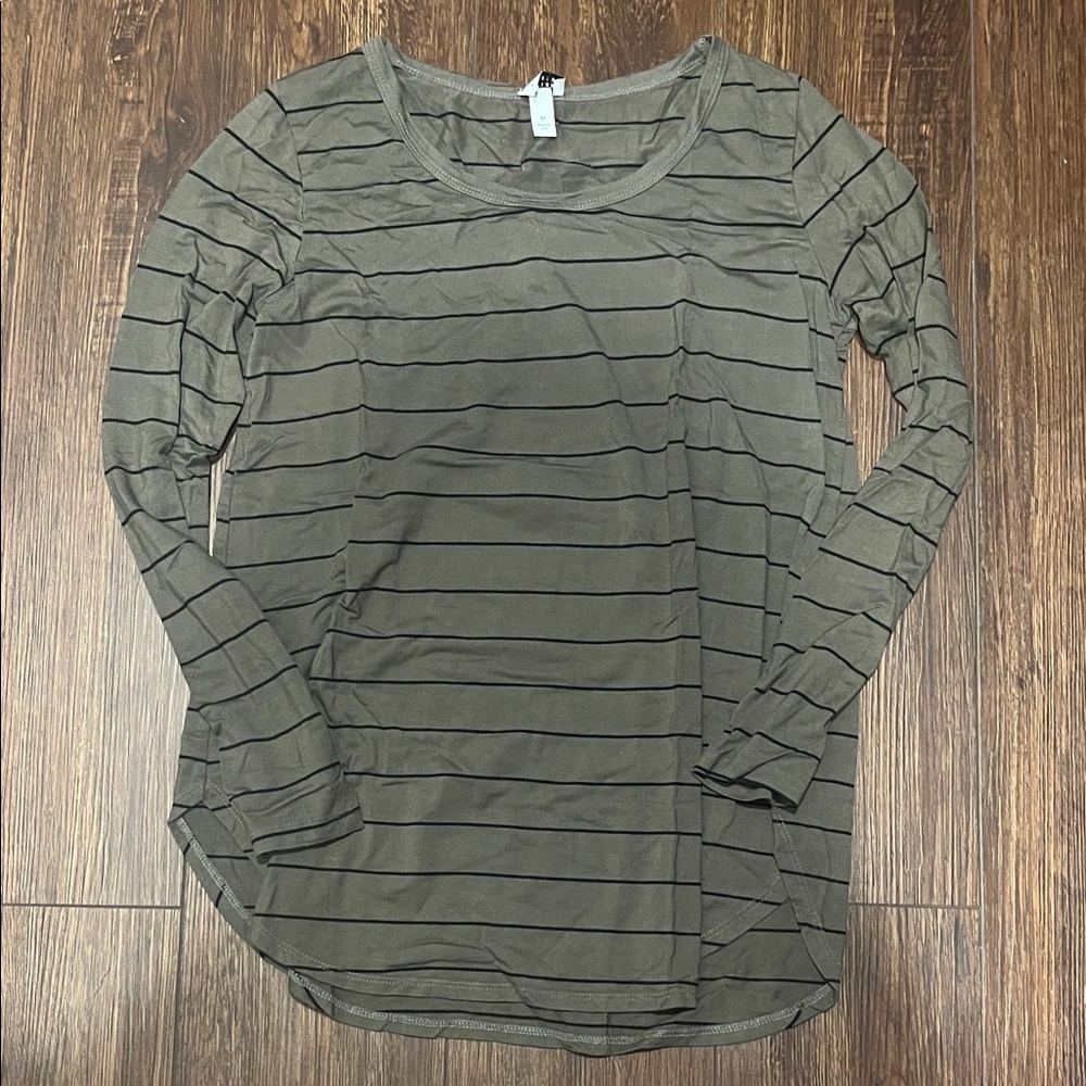 Olive Striped Long Sleeve Tee